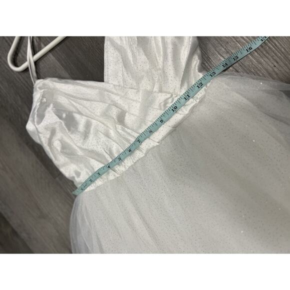 Lulus Spellbinding Beauty White Glitter Sleeveless Tulle Gown - Picture 9 of 14